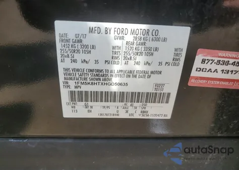 2017 Ford Explorer Platinum from USA, damaged, VIN 1FM5K8HTXHGD50635